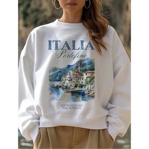 Academia Italia Portofino Metropolitan White Crewneck Sweatshirt ⚓️🍋🌊